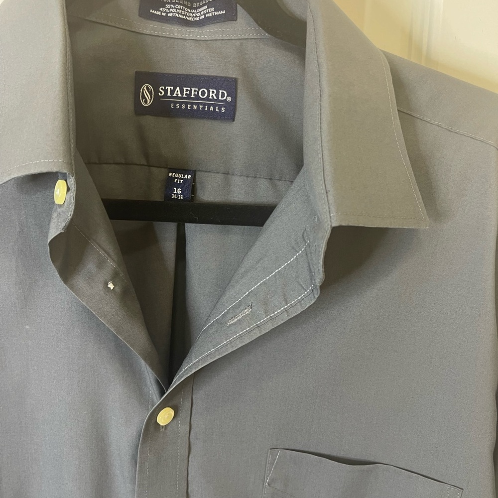 Stafford Gray Casual Button Down Shirt - Picture 2 of 11